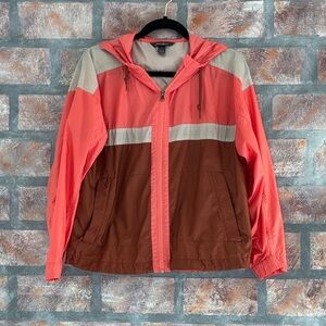 Eddie Bauer Coral and Brown Hooded Jacket
